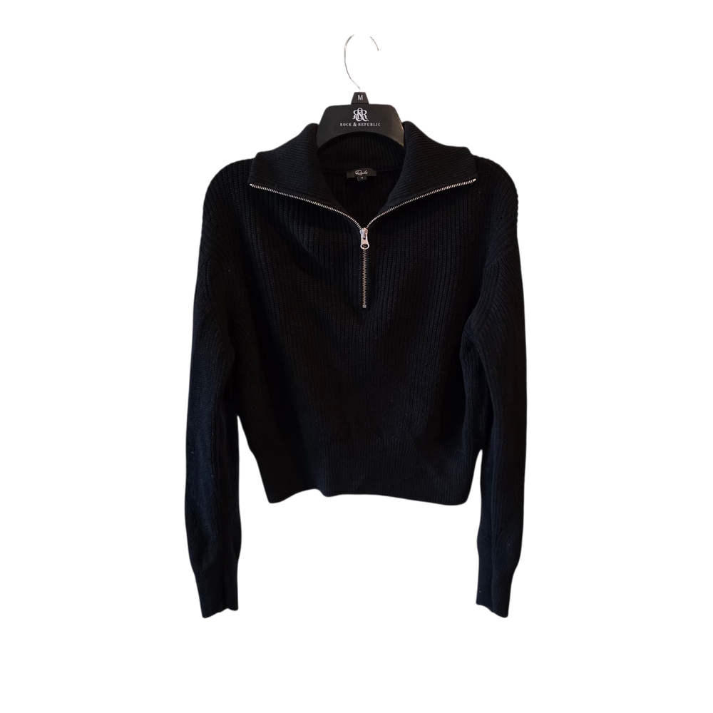 RAILS Black Roux Sweater knitted Fall 1/2 Zip  Long Sleeve Top